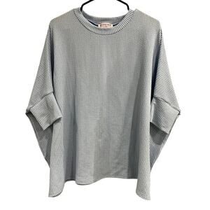 Women's Light Blue Ribbed Dolman Top One Size